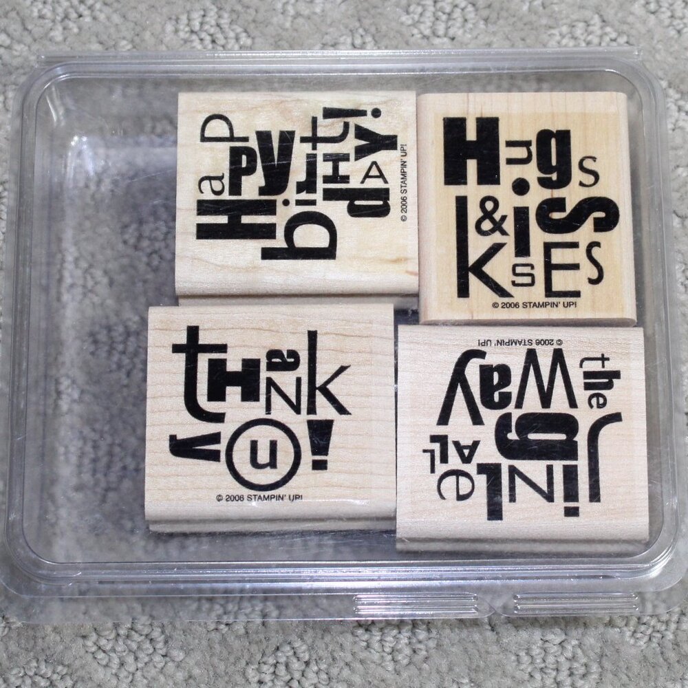 NWOT Stampin' Up Set of 4 Alphabet Soup Stamps - Mounted